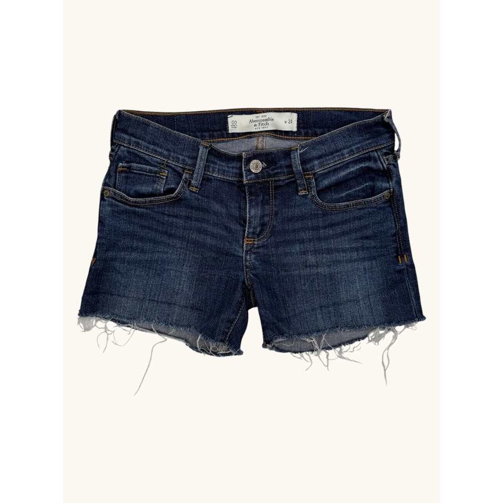 Abercrombie & Fitch Womens Denim Shorts Size 00 W24 Dark Wash Raw Hem Cut Off